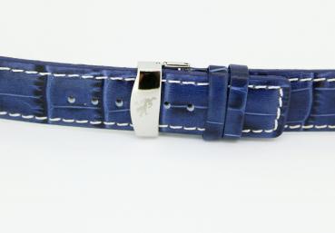 Lexa Kalb- Lederband mit Faltschließe 20mm blau Quick Release