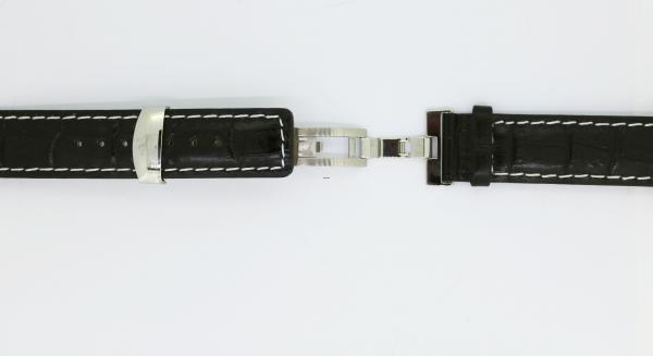 Lexa Kalb- Lederband mit Faltschließe 20mm schwarz Quick Release