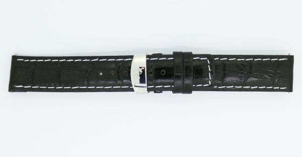 Lexa Kalb- Lederband mit Faltschließe 20mm schwarz Quick Release