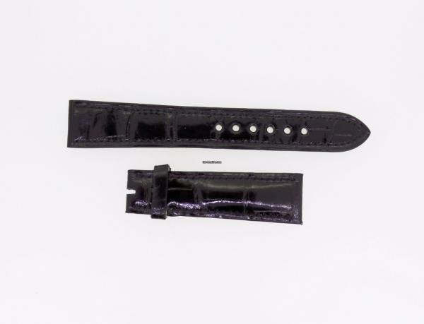 Cartier Krokolederband, schwarz, glänzend 18 / 16 Länge 115/75
